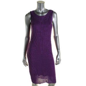 Lauren Ralph Lauren Womens Purple Pointelle Sleeveless Sweaterdress S $198